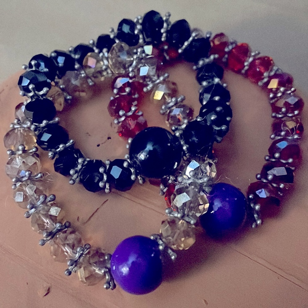Beaded stretch bracelets, set of 3